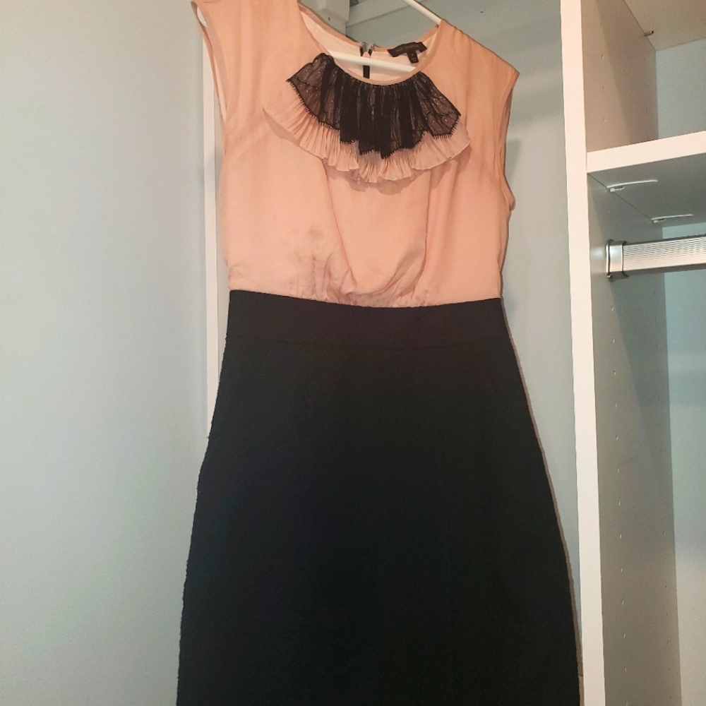 Gorgeous rose pink and black fitted fress